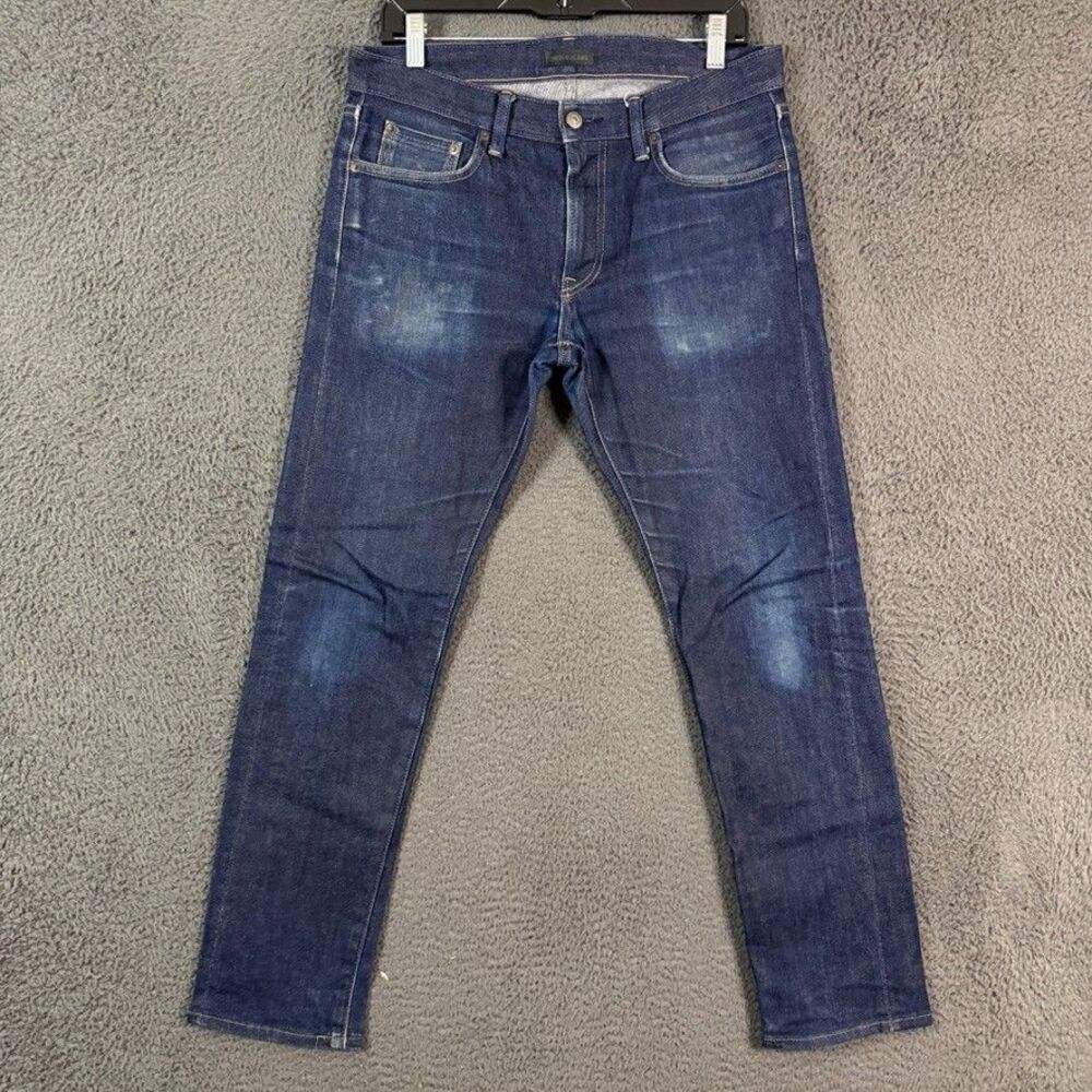 Uniqlo Selvedge Jeans Mens 31x32 Blue Slim Fit Dark Wash Kaihara Denim Faded